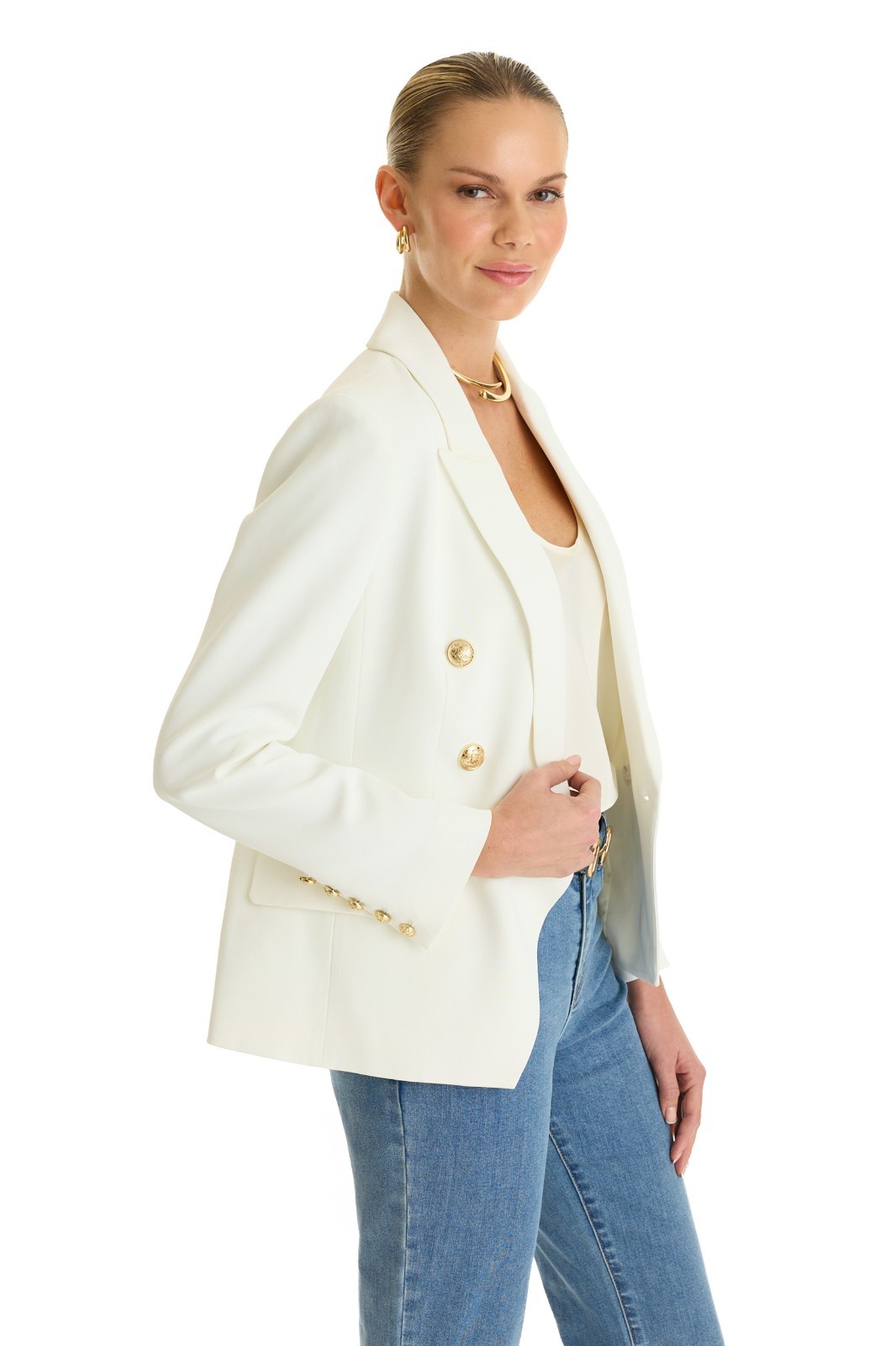 Sasha Double Breasted Blazer White THE NOLI SHOP