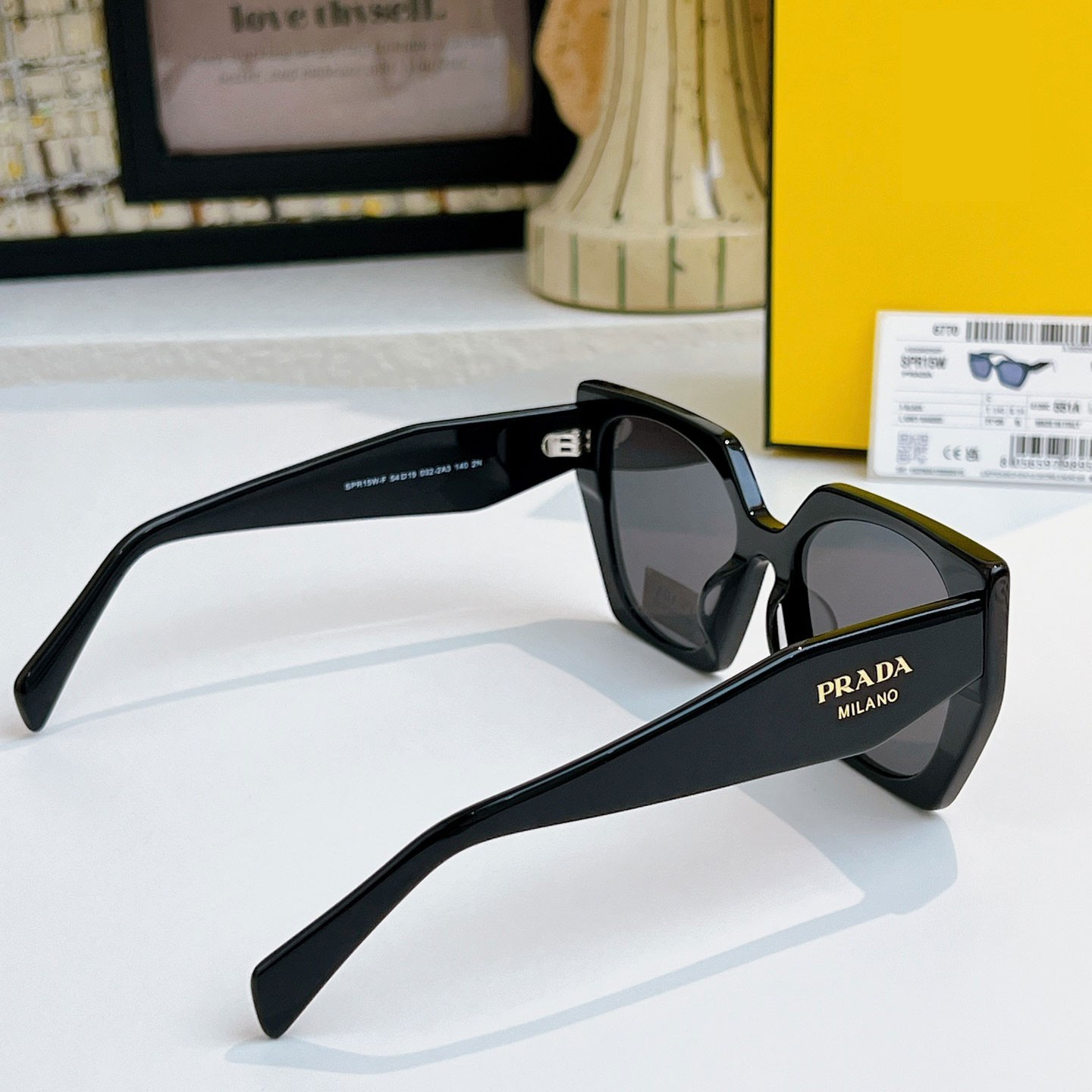 Prada PR 15WS Women Sunglasses AUTHENTIC Cateye Designer Black Gray Lenses