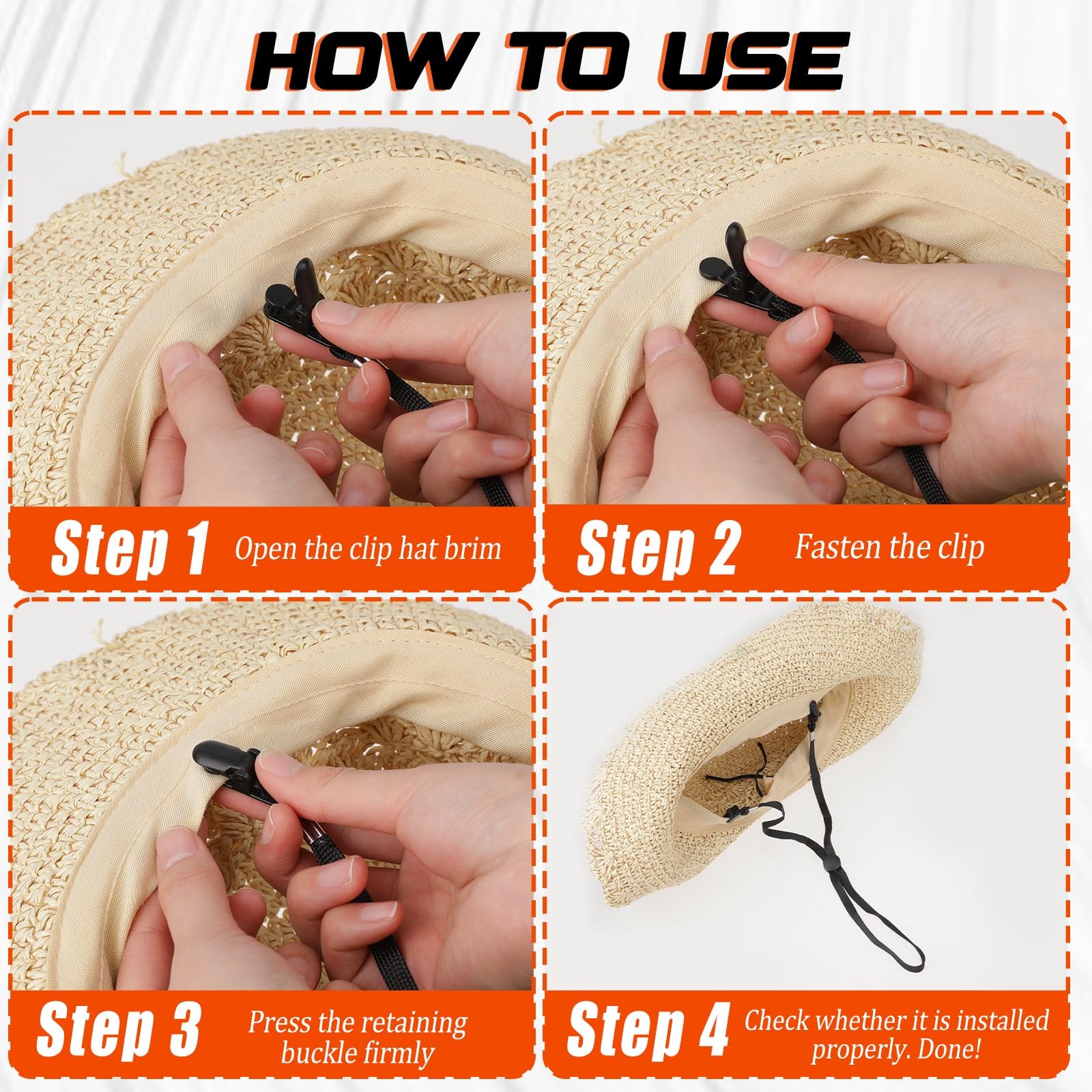 5 Pcs Adjustable Hat Strap Clips Elastic Removable Chin Cord, Windproof Anti…