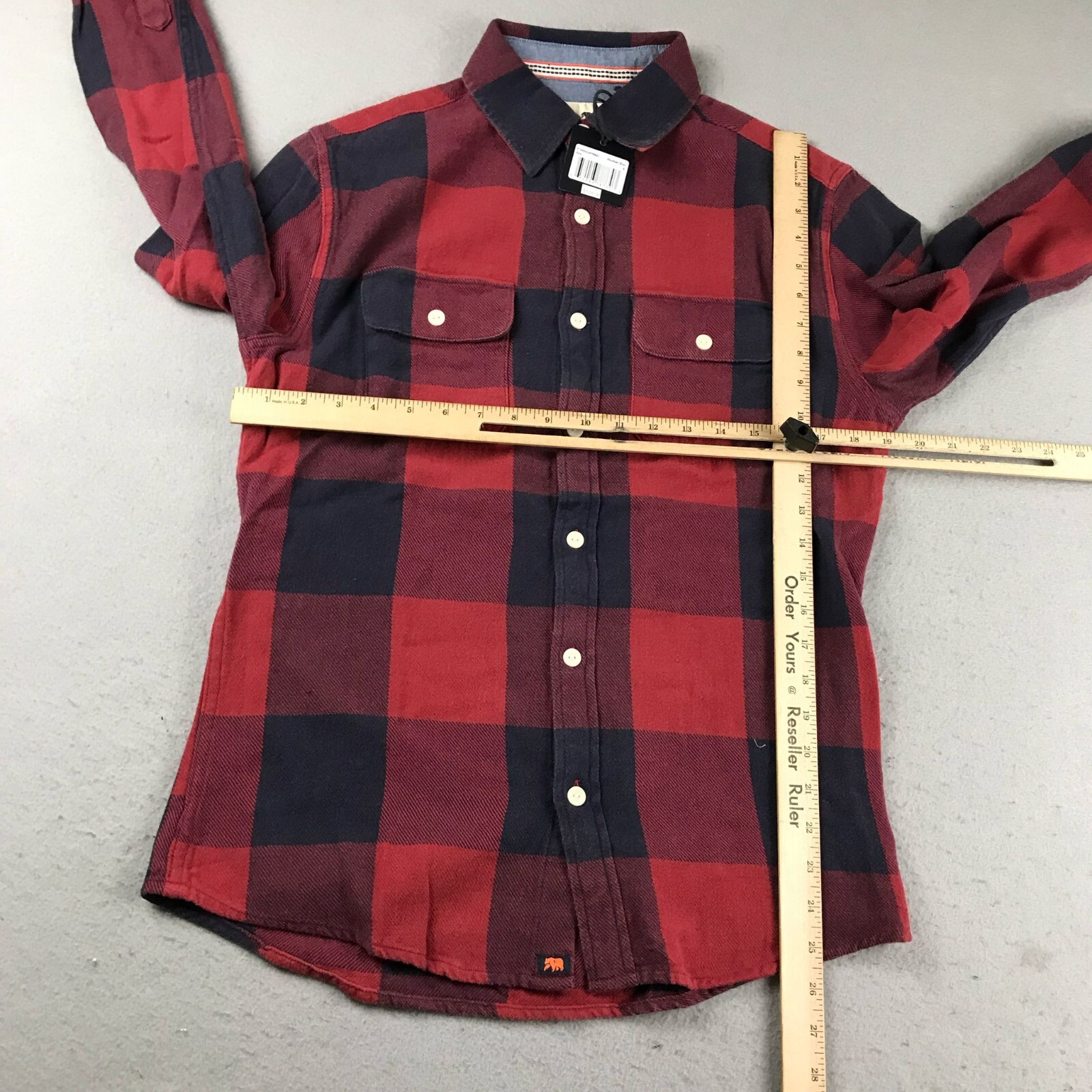 The Normal Brand Mountain Shirt Mens Small Red Plaid Button Up Long Sleeves NWT