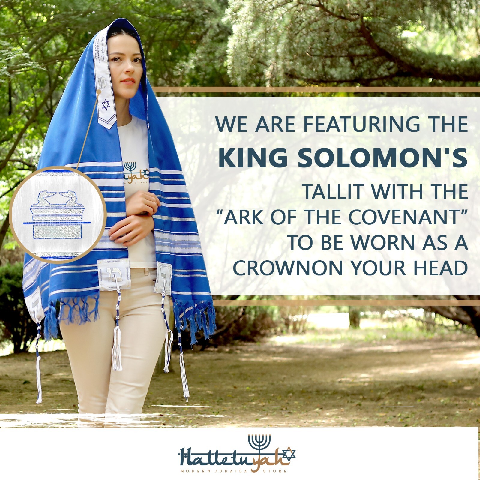 HalleluYAH King Solomon Tallit Prayer Shawl 72″x 22″ with Bag | Design (4 Color)