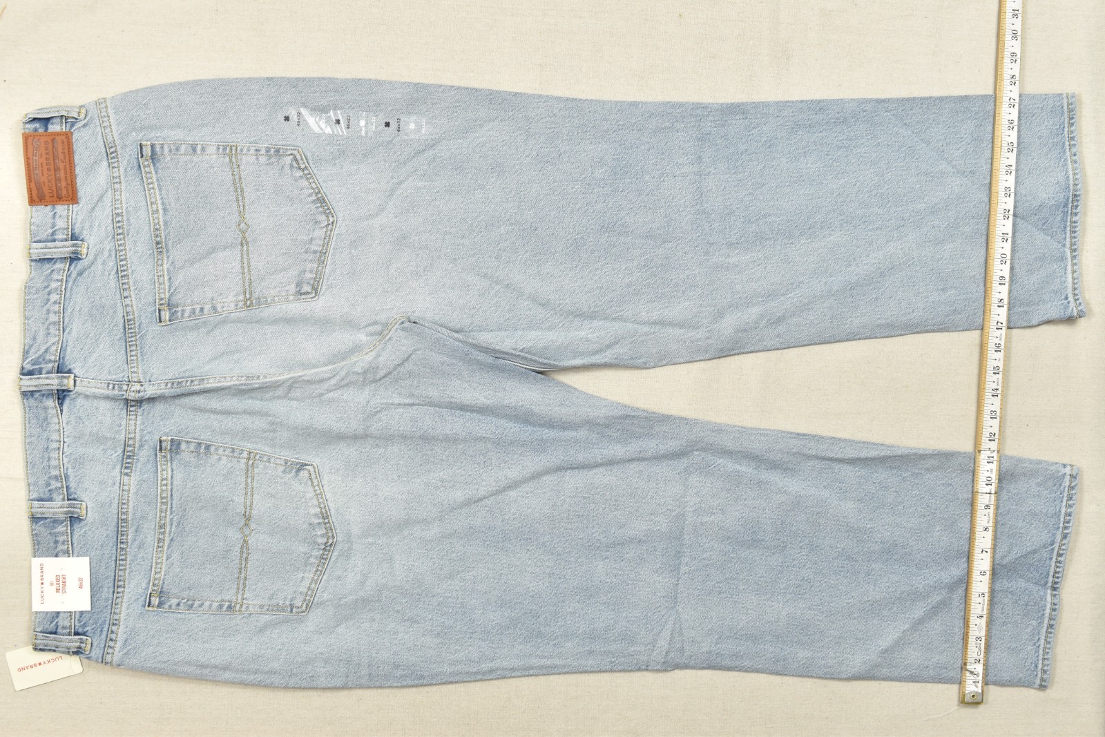 Lucky Brand Men’s 181 Relaxed Straight Denim Jeans Monaco Blue Stretch 46×32 NEW