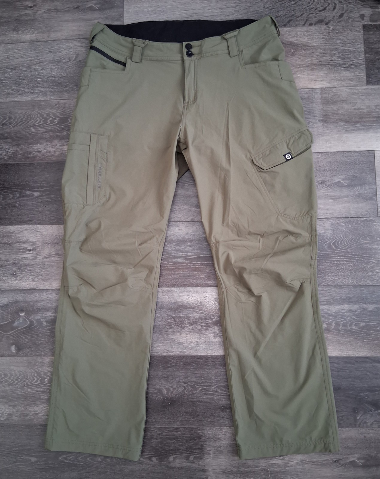 Truewerk T1 Werk Pants Durable Lightweight Cargo Olive Womans Size 16 (36×30)