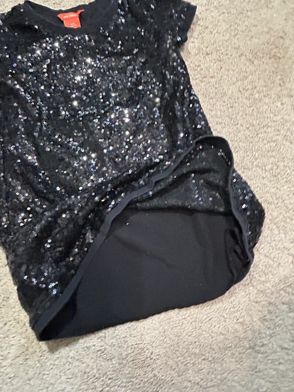 Joe Fresh Girls Shirts Size Small Black Embellished Sequin Classic Dressy