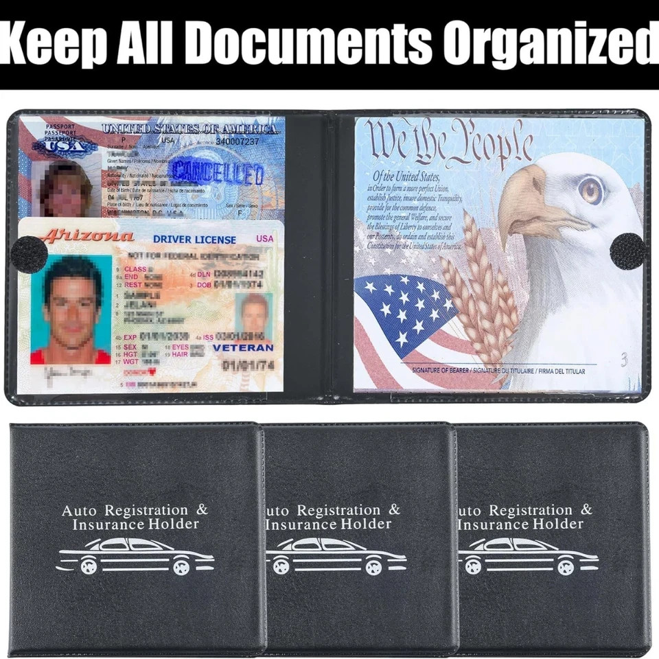 Auto Registration and Insurance Card Holder 2 Packs Car Document ID Holder Gl…
