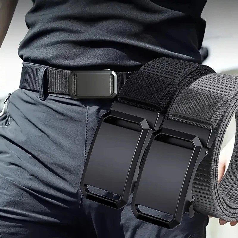 Mens Ratchet Belt Nylon Web Belts for with Automatic Slide Buckle Tactical Belt*