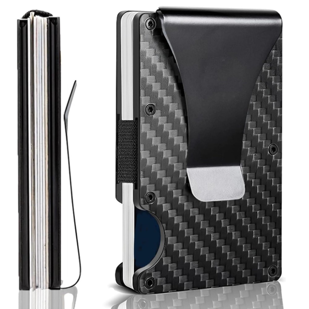 ST Men’s Slim Money Clip Carbon Fiber Wallet ID Credit Card Holder