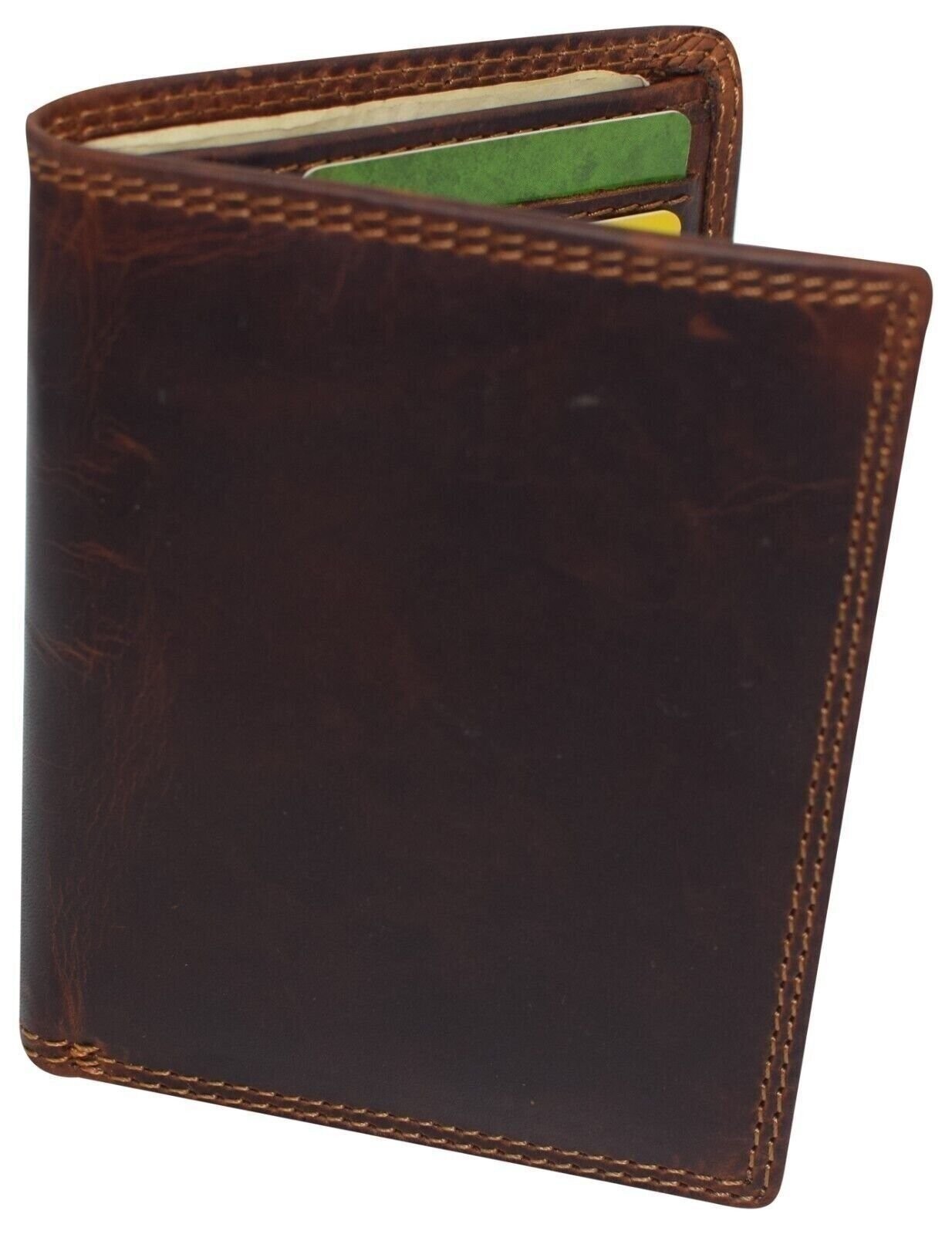 Vintage Leather Mens Slim Bifold Wallet RFID Blocking Credit Card Holder Wallets