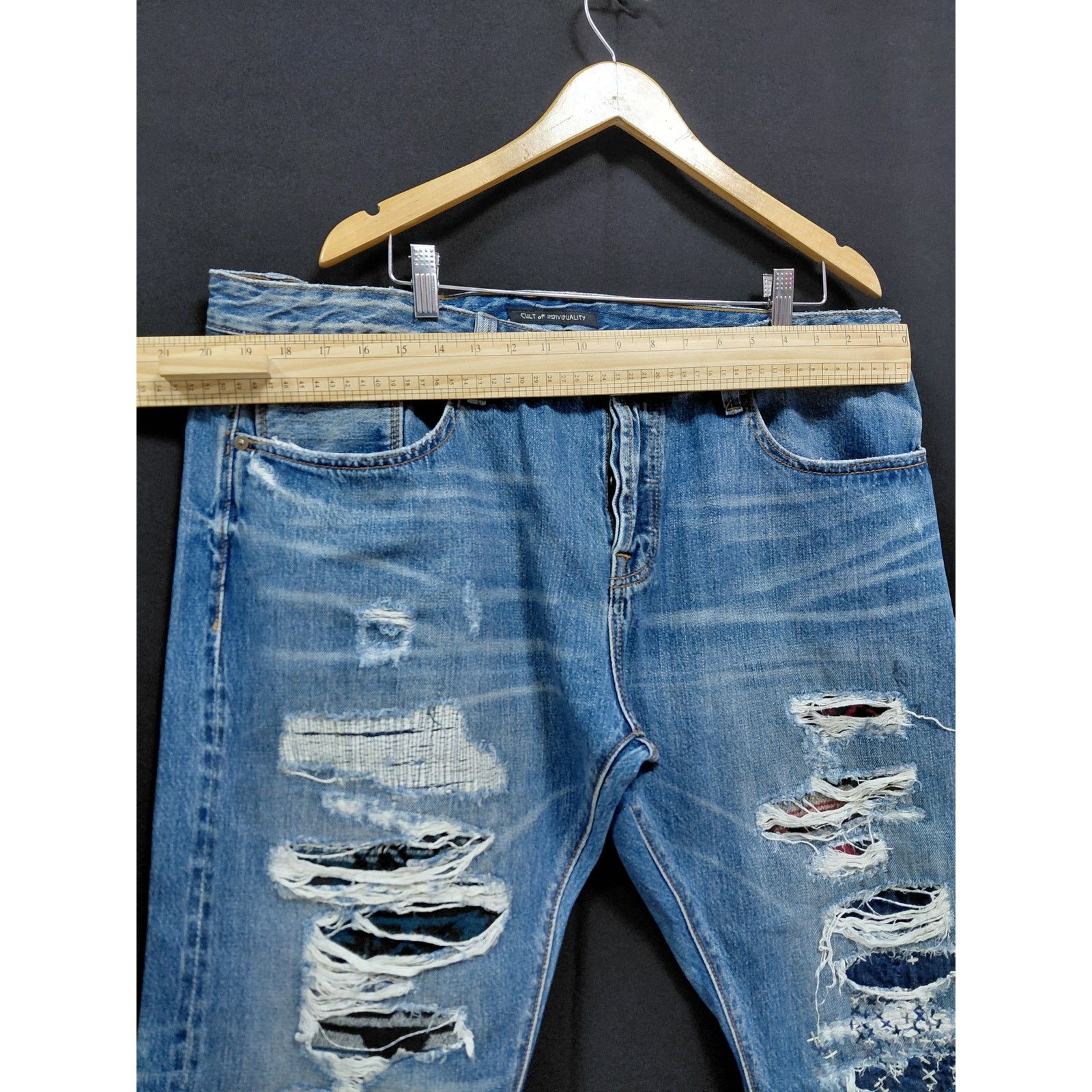 Cult of Individuality Distressed Blue Denim Jeans Mid (10-12 in) Regular