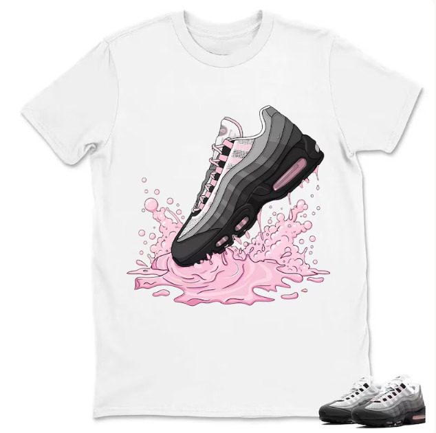Dripping Shoe Shirt To Match Air Max 95 Pink Foam Black White OG Big Bubble