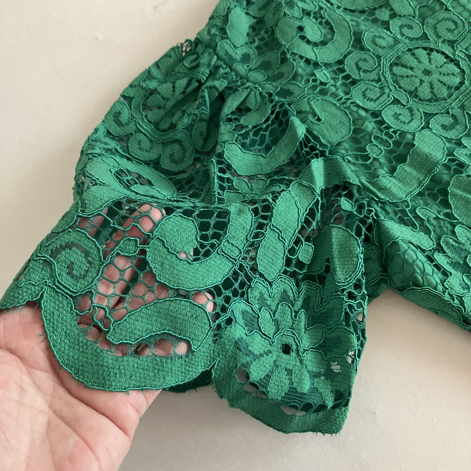 Nanette Lepore Green Lace A-Line Dress Size 2 Mock Neck Knee Length NEW