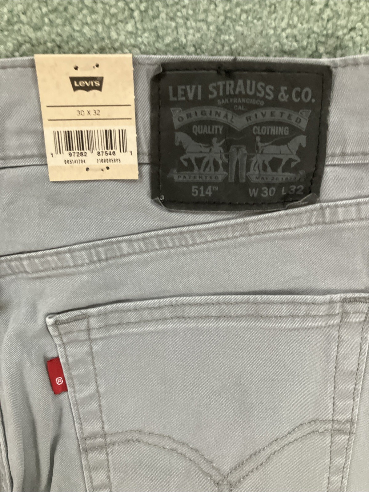 NWT Men’s Levi’s 514 Straight Fit Stretch Sharkskin Gray Pants Size 30”x32”