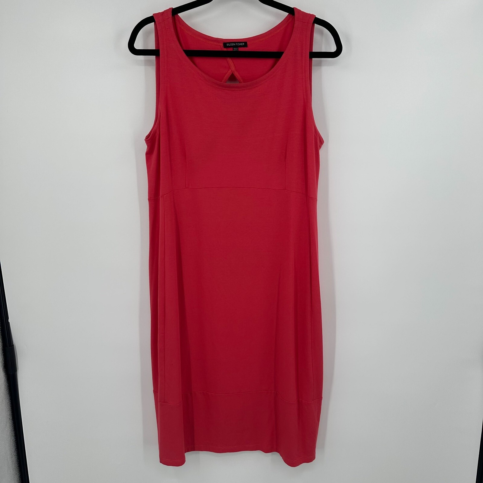 Eileen Fisher Midi Dress Women’s Large Pink Rayon Back Oval Cut Out Sleeveless