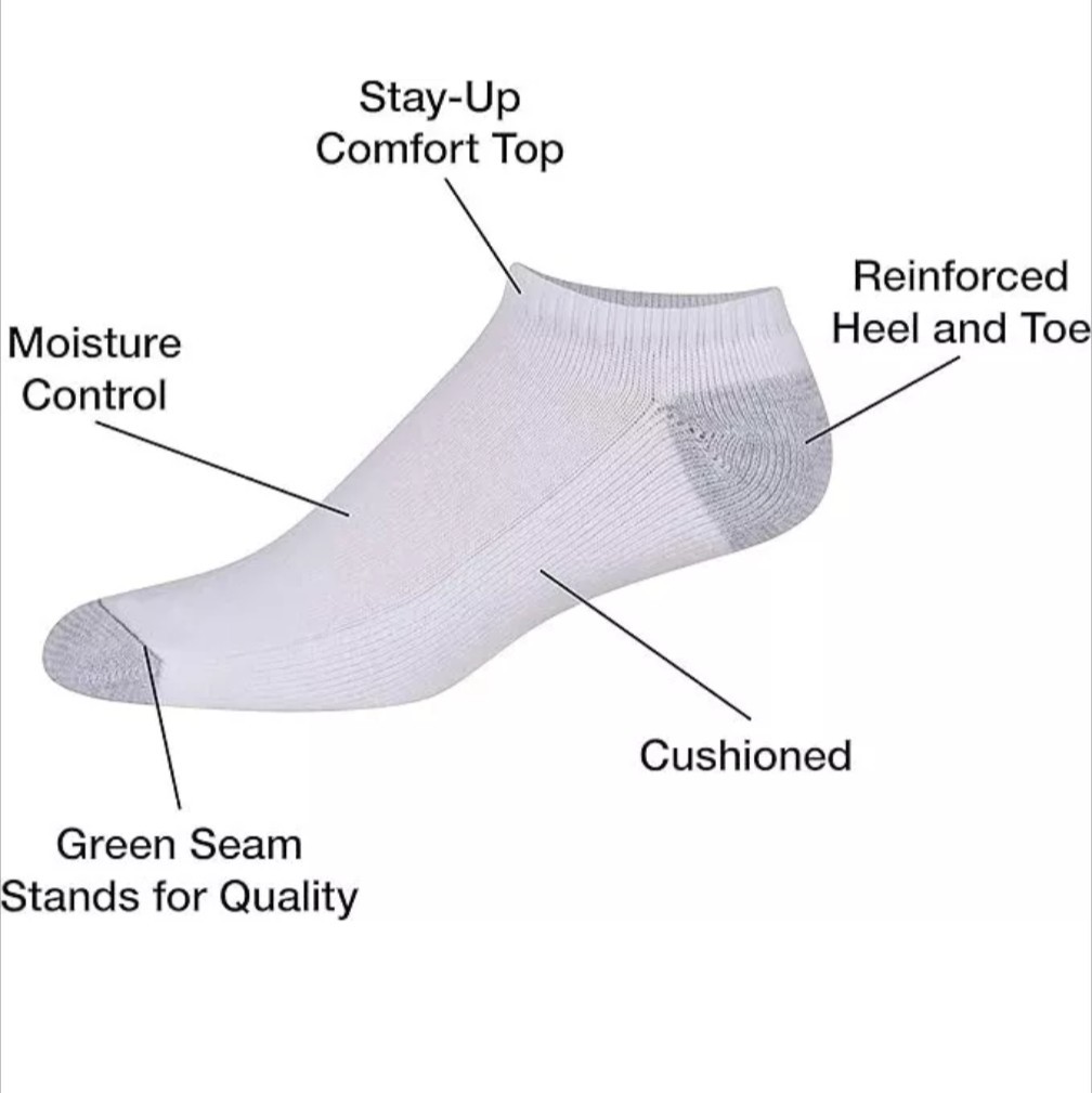 Short No Show White BURLINGTON Comfort Men Athletic Socks 10-pk Thick 73% Cotton