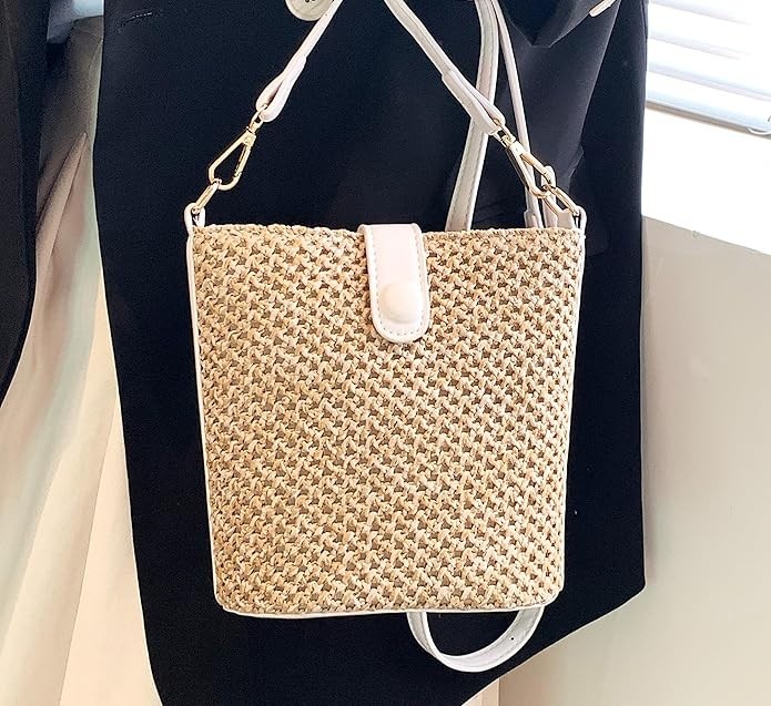 Handmade Straw Crossbody Bag – Women’s Woven Rattan Shoulder Purse, Vacation