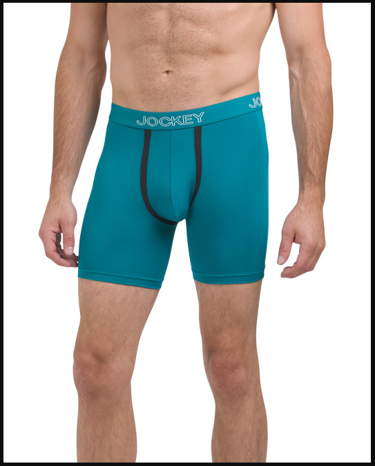 Jockey Men’s Boxer Briefs 3 Pack Medium Large Blue Teal Chafe Proof Pouch New