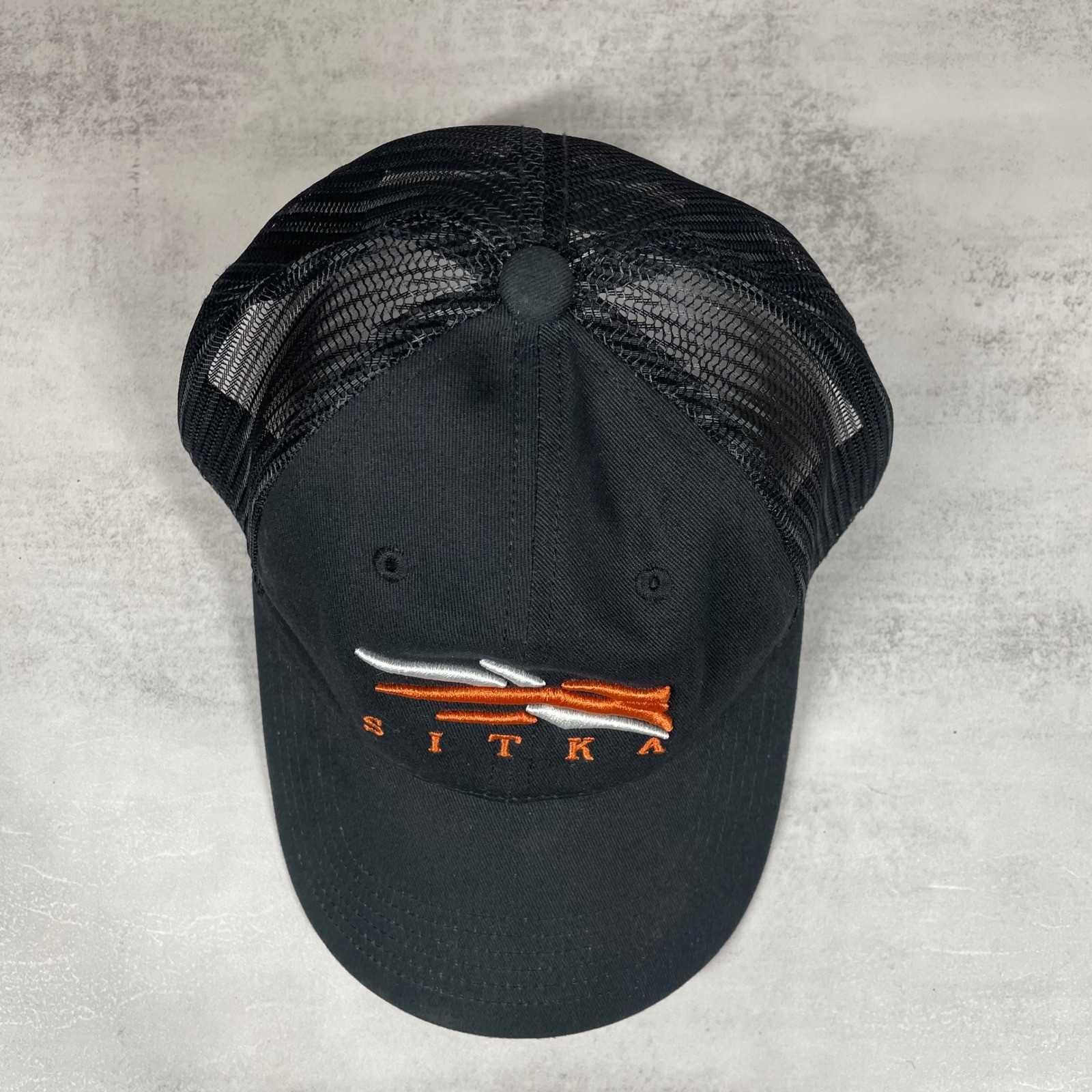 Sitka Hat Trucker Snapback Cap Embroidered Logo Lo Pro Black Orange