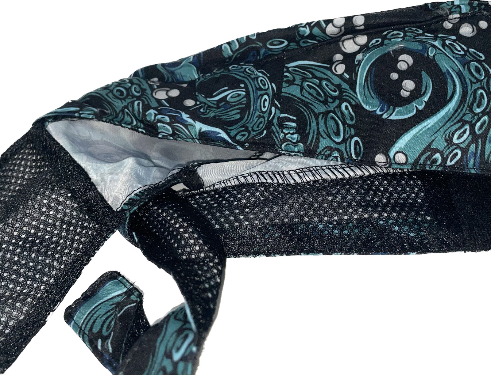 Platinum Durag Doo Rag Skull Cap Sweatband Biker Da Kraken Teal Blue Black White
