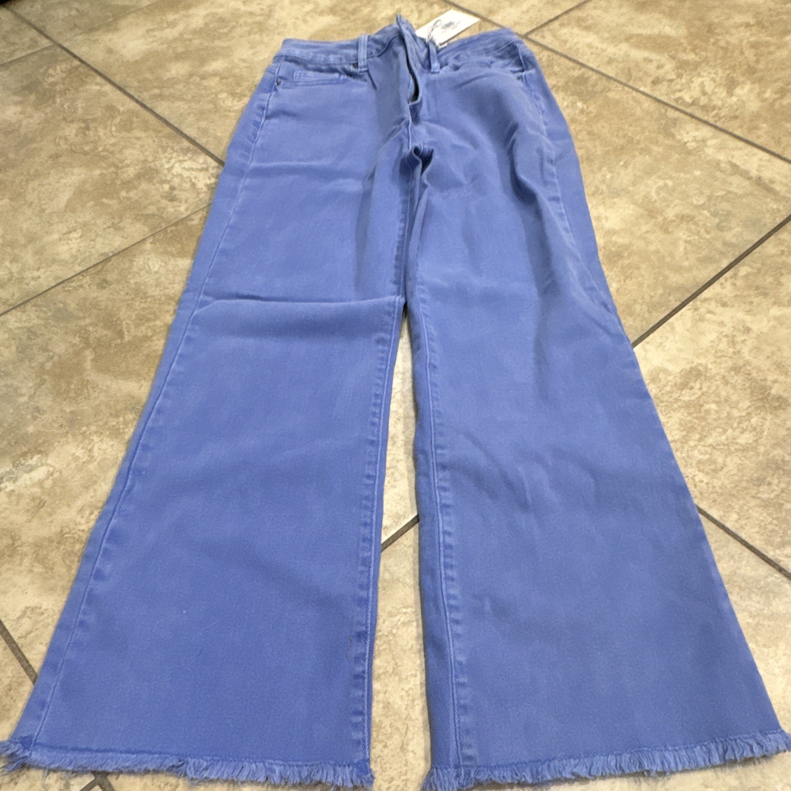 Zenana Women’s Blue Denim Wide-Leg Jeans Cotton Spandex Solid Regular Size S