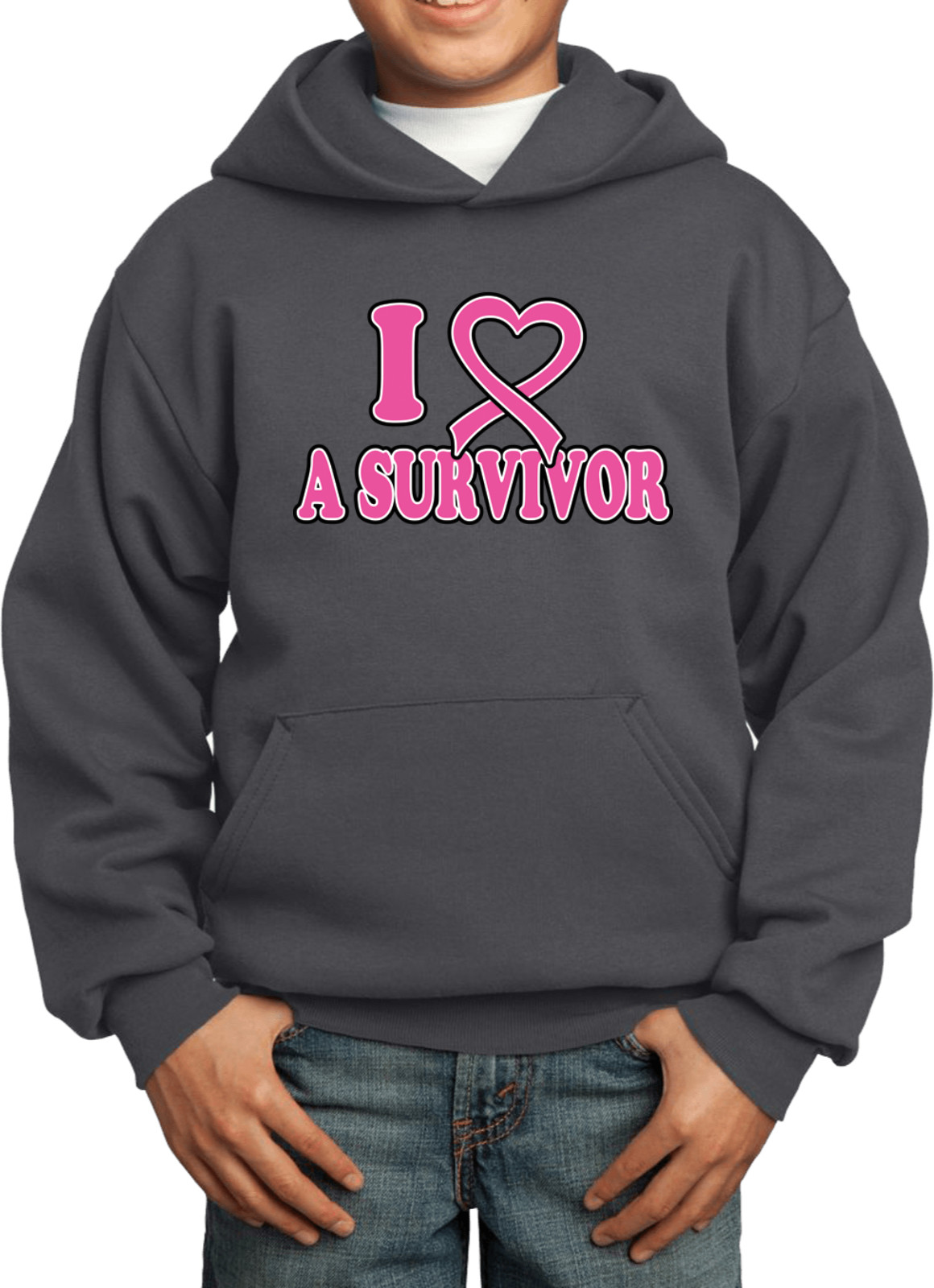 Buy Cool Shirts Kids Breast Cancer Hoodie I Heart a Survivor
