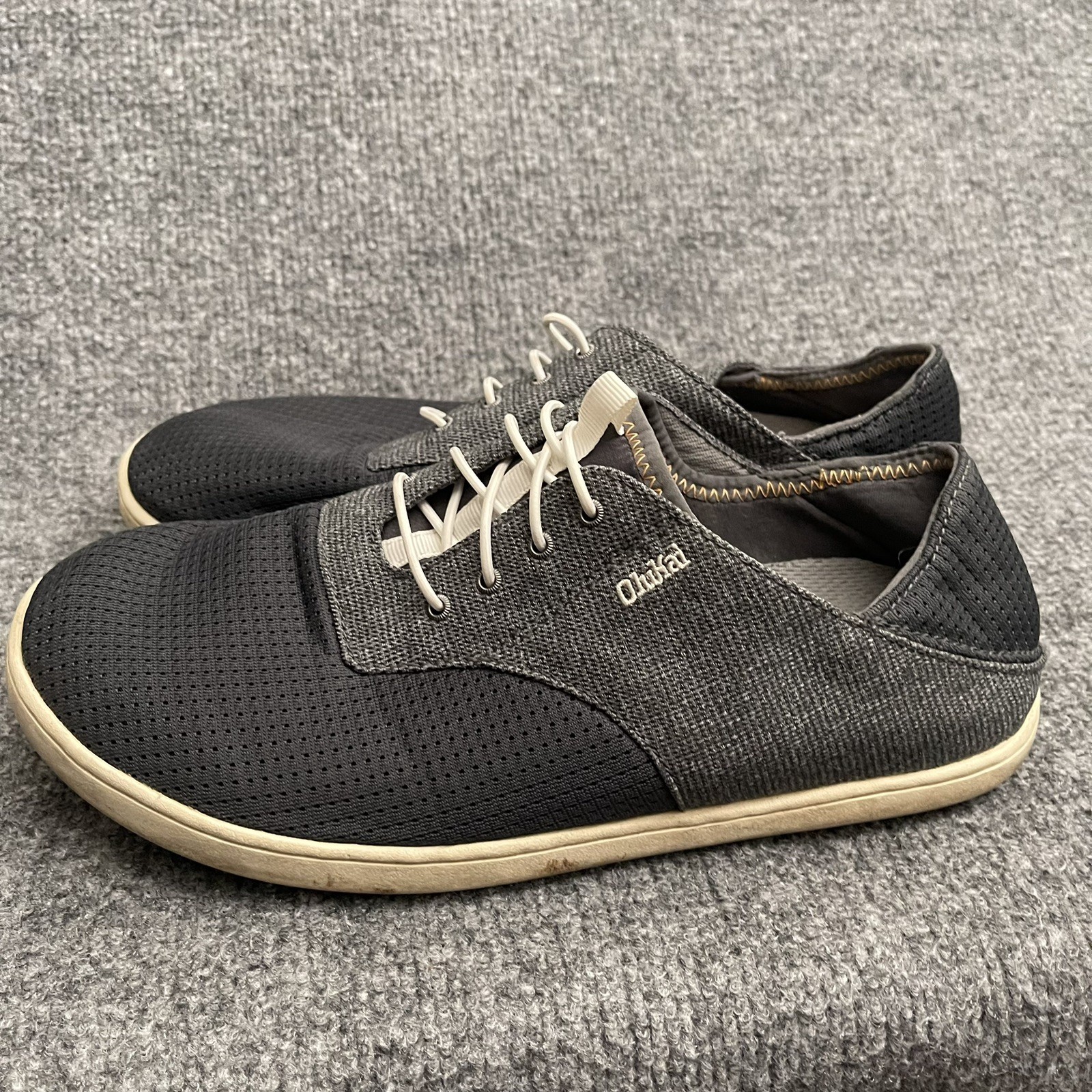 Olukai Nohea Moku Mens Sz 8.5 Shoes Slip On Gray Mesh Sneaker Casual Comfort