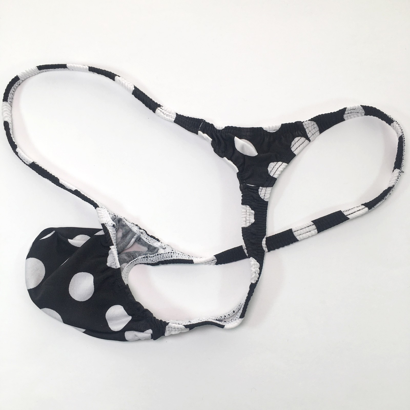 K403 DS String Thong Grape Smugglers Contoured Pouch Jersey Black/white Dots