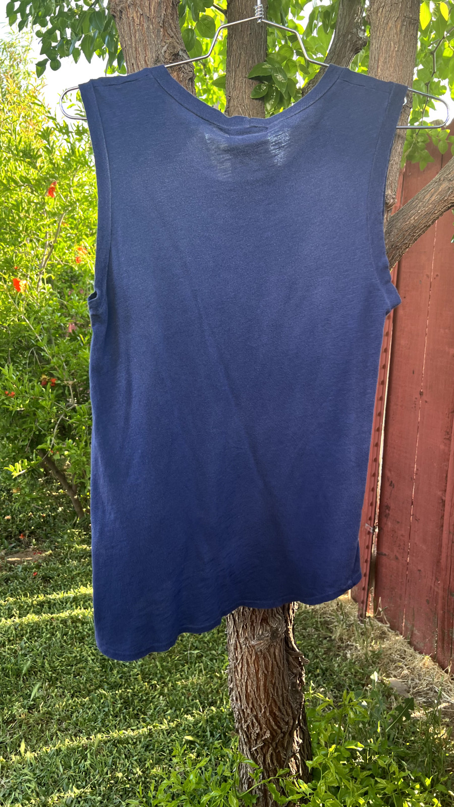 LNA Revolve Blue Muscle Tank Top Soft Thin Boho Navy Blue Yoga XS 100% Cotton