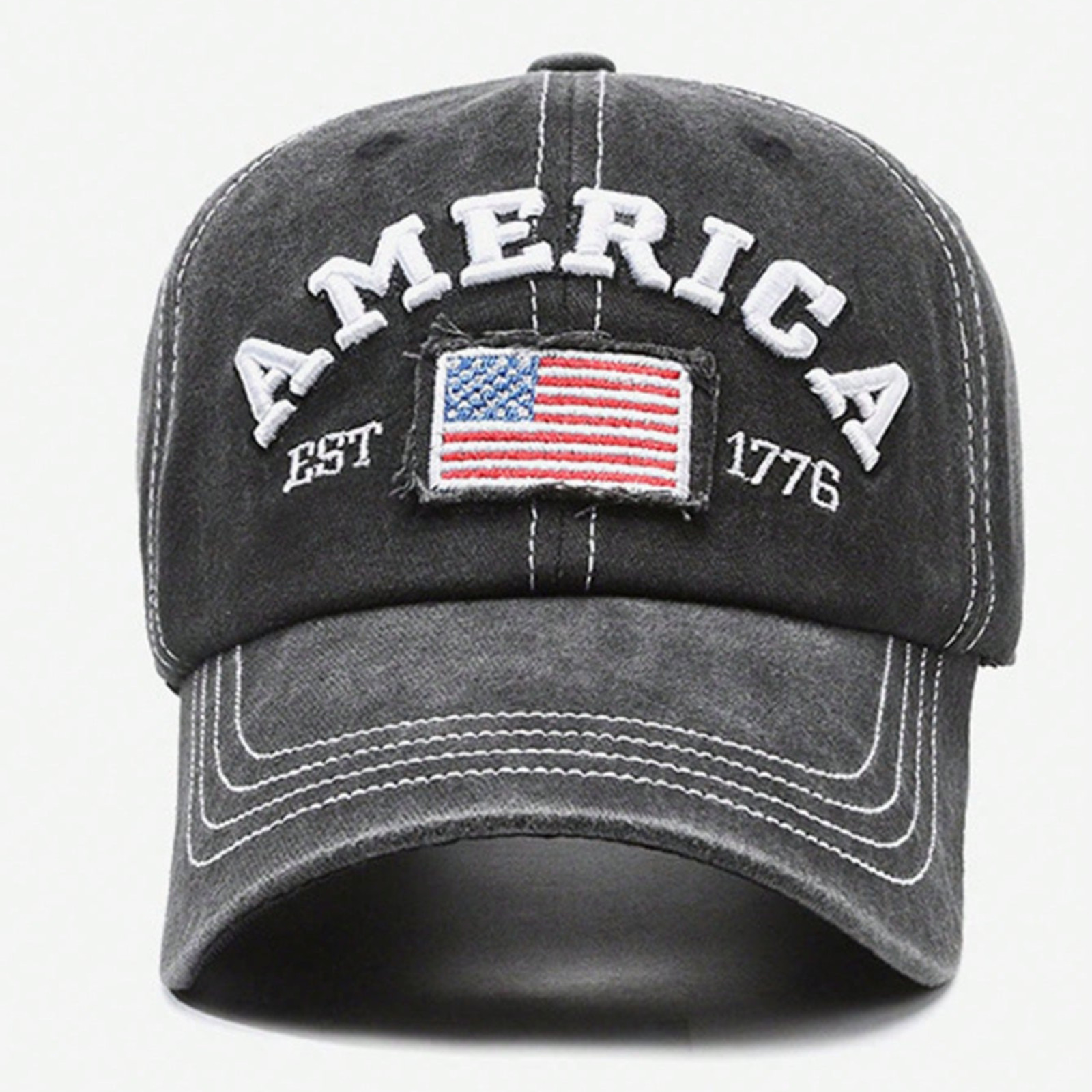 USA America EST 1776 3D Embroidered Flag Baseball Cap Patriotic Hat Unisex