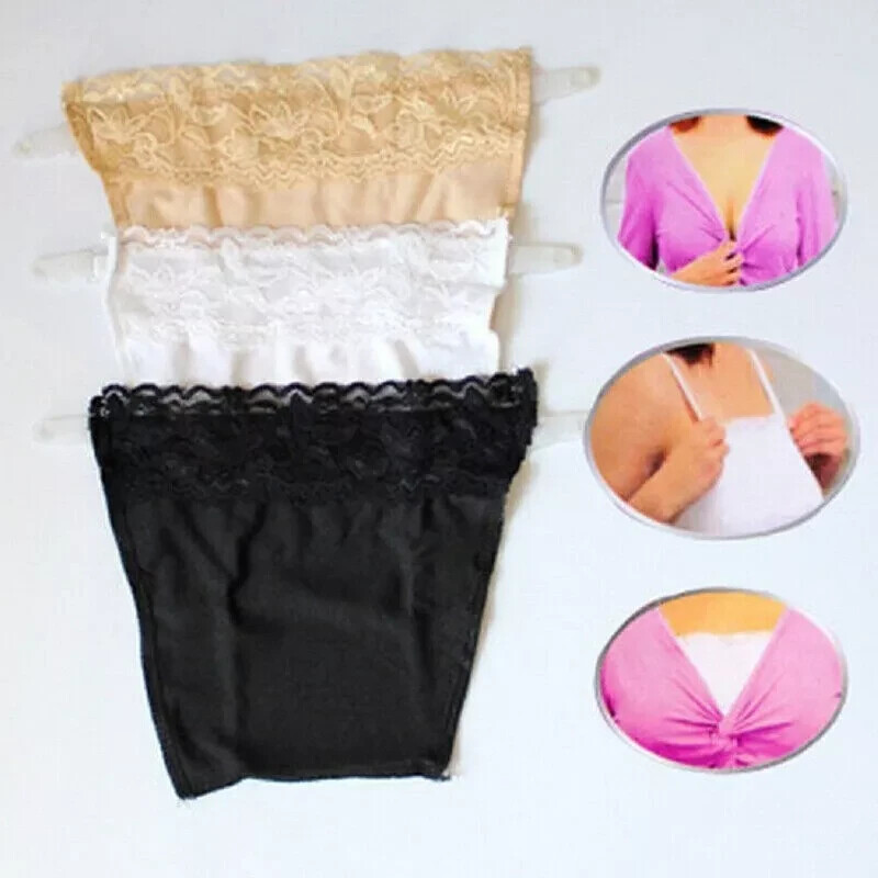7 Pack Women Lace Cami Clip-on Mock Camisole Overlay Modesty Panel