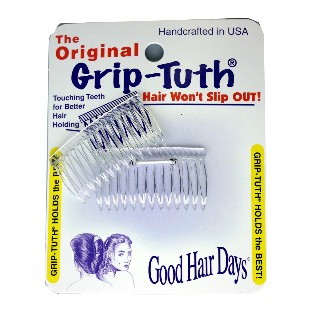 4 Combs x Good Hair Days Grip-Tuth® 1 3/4″ Clear Shorty Combs Made in USA 40162