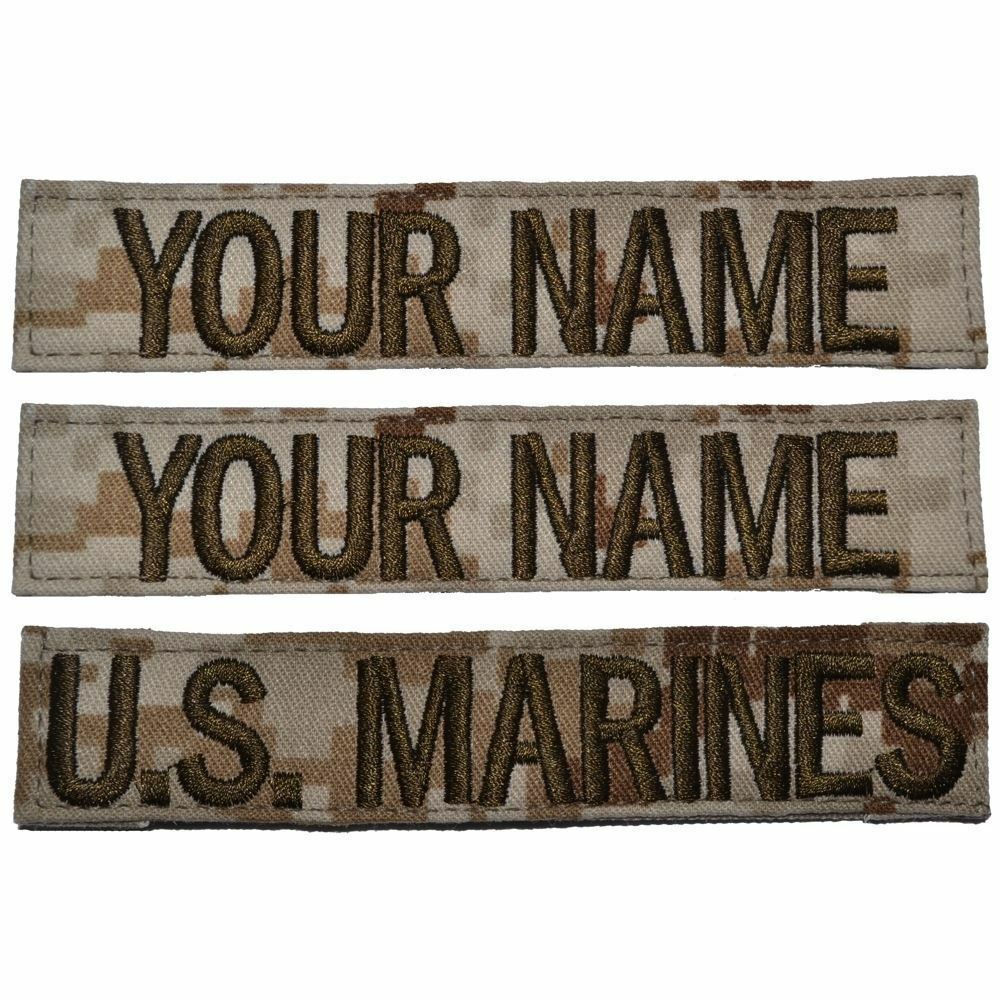 Custom 3 Piece Name Tape Set w/ Hook Fastener Backing – Desert Marpat