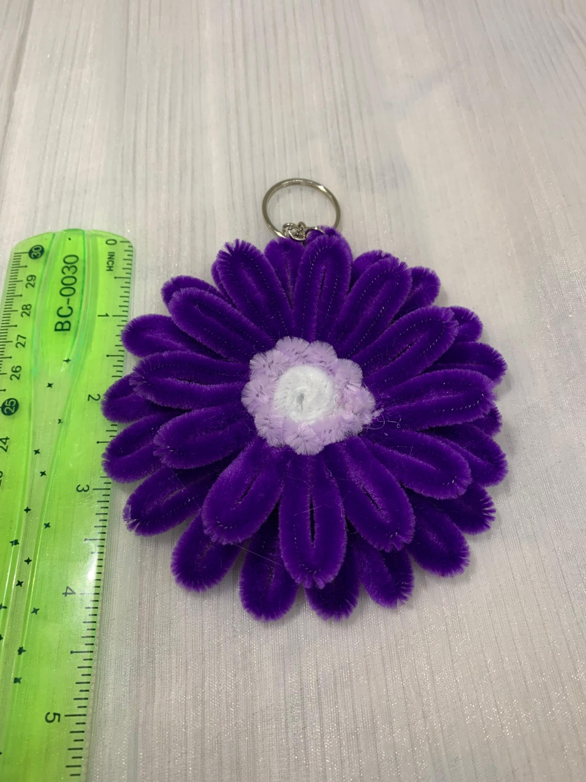 Handmade Chenille Flower Keychain Cute Floral Bag Charm Unique Gift Accessory