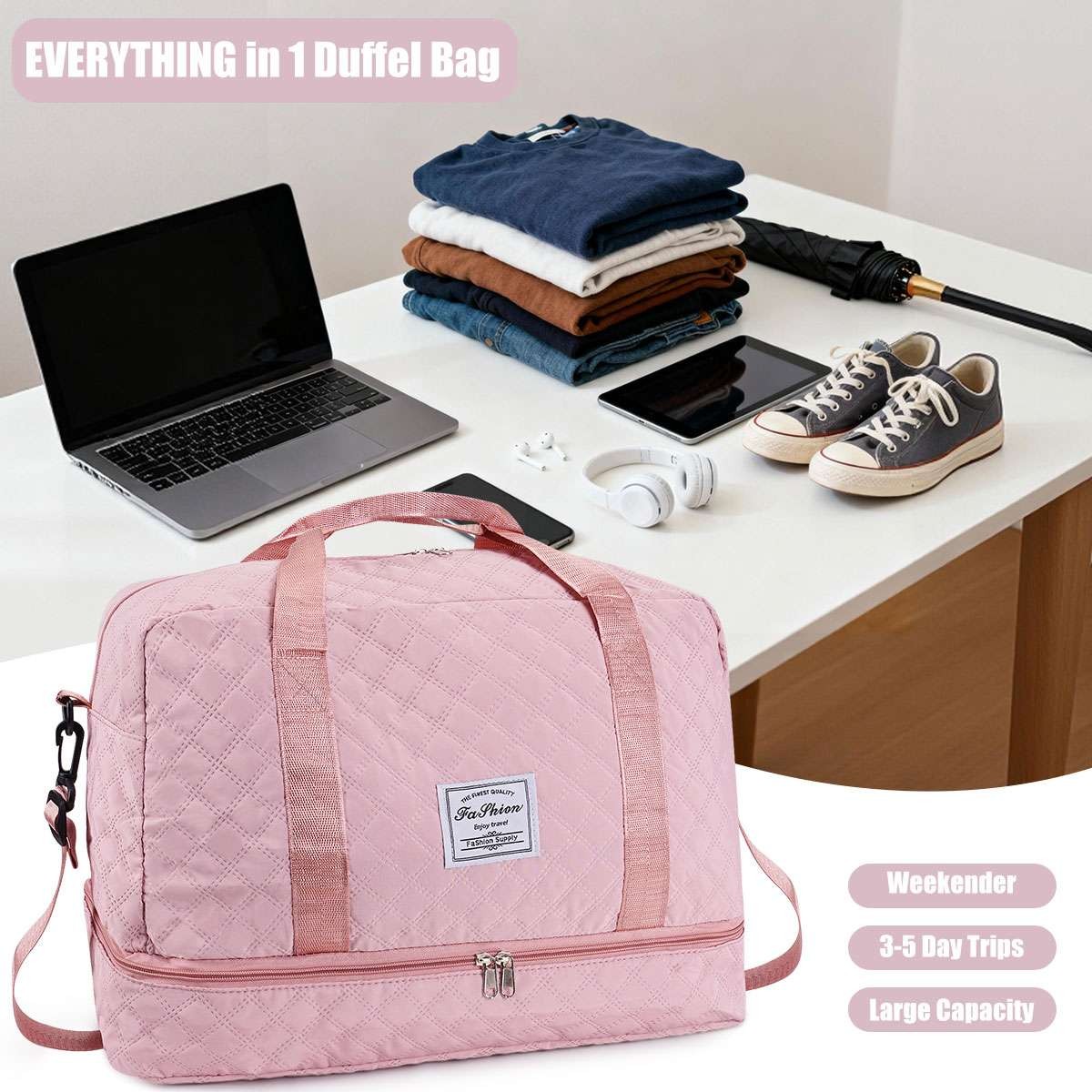 Travel Tote Bag for Women, Weekender Carry-on Tote, Large Duffel Bag Gym Bag US