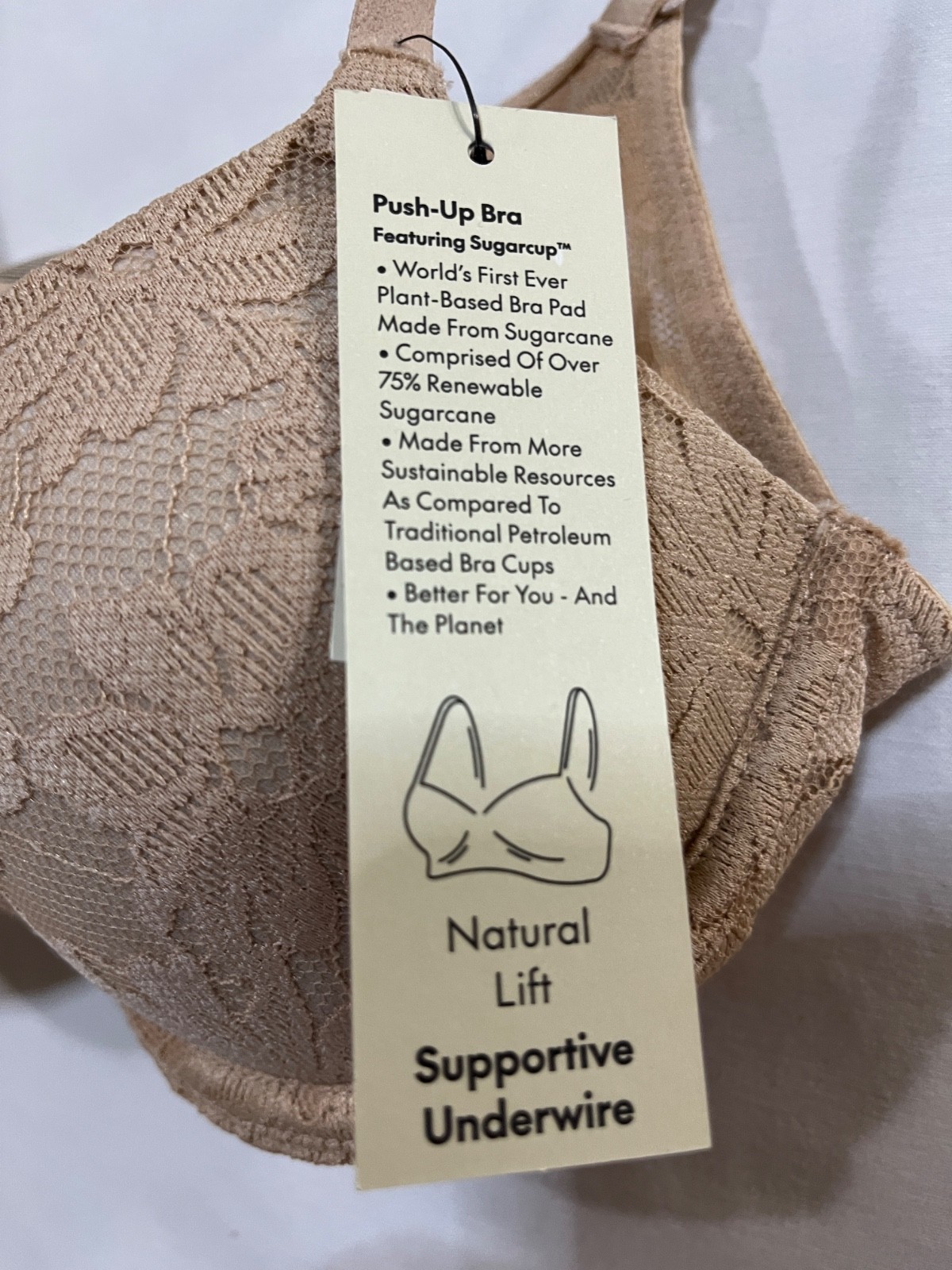 No Boundaries Padded Push Up Underwired Bra Nude Adjustable Strap Lace Many size