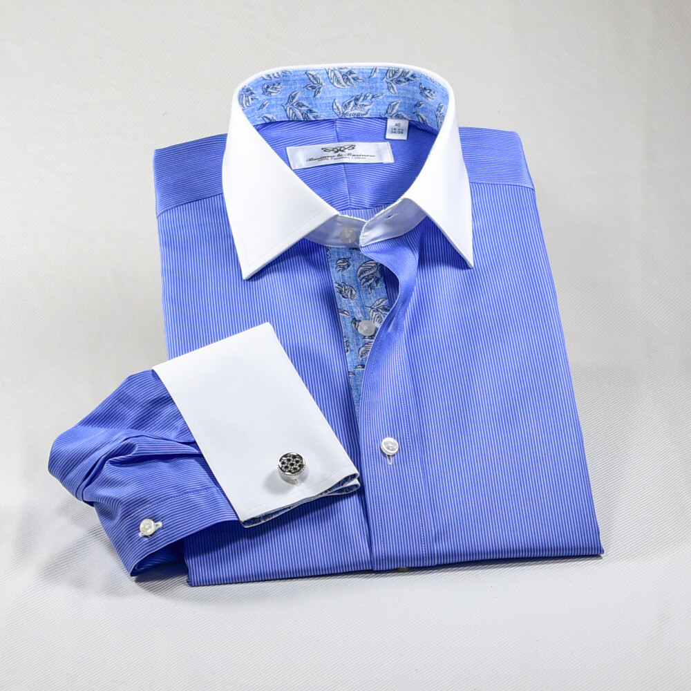 Blue Mini Stripe Formal Business With Romantic Inner Lining Professional Dress