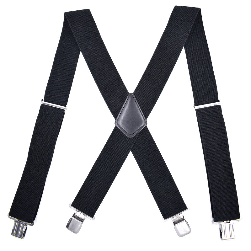 Mens Braces Suspenders Black X-shape Heavy Duty Biker Snowboard Trousers Wide 2″