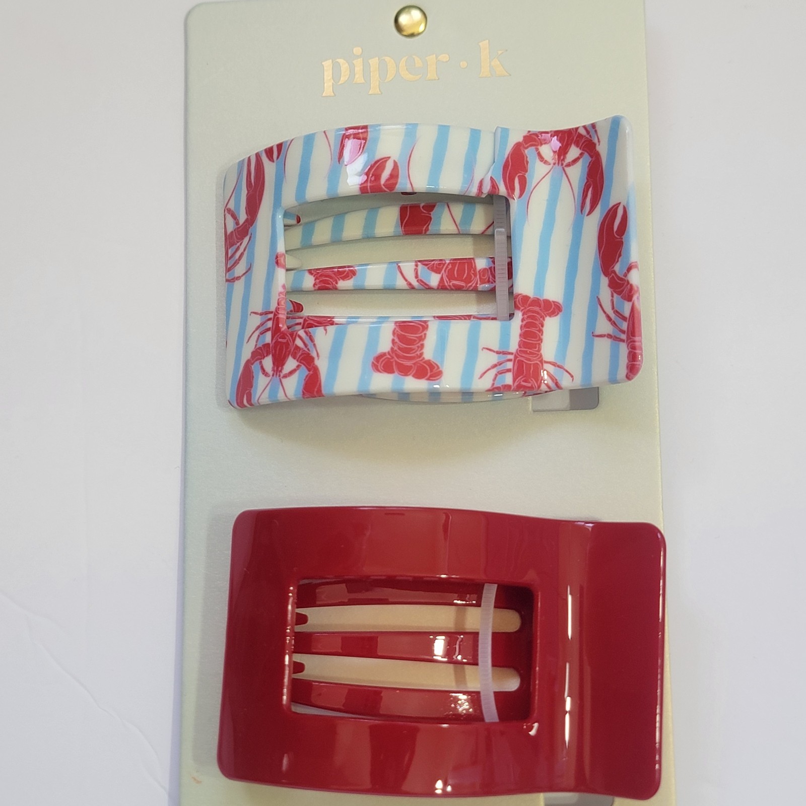 Piper K Coastal Seahorse Scarf Scrunchie & Lobster Flat Hair Clip Nautical Beach