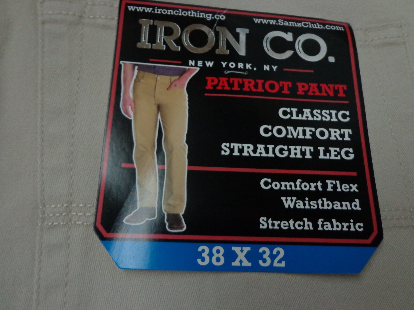 Iron Co. Men’s Classic Stretch Comfort Patriot Pants ‘Dune’ Cream Color 38 x 32