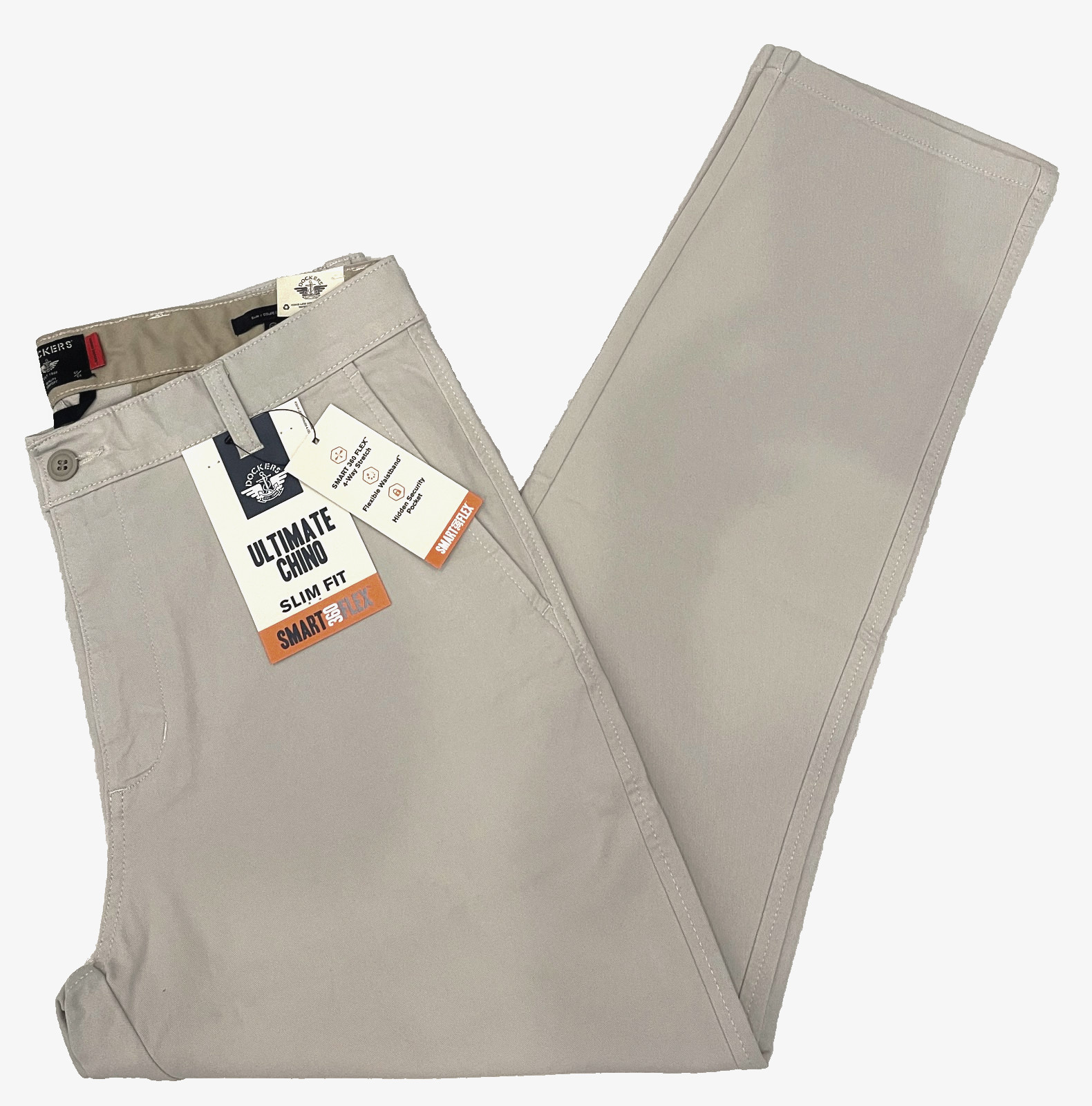 Mens Dockers Ultimate Chino Slim Fit Pants Light Grey Smart 360 Flex 32, 33, 36