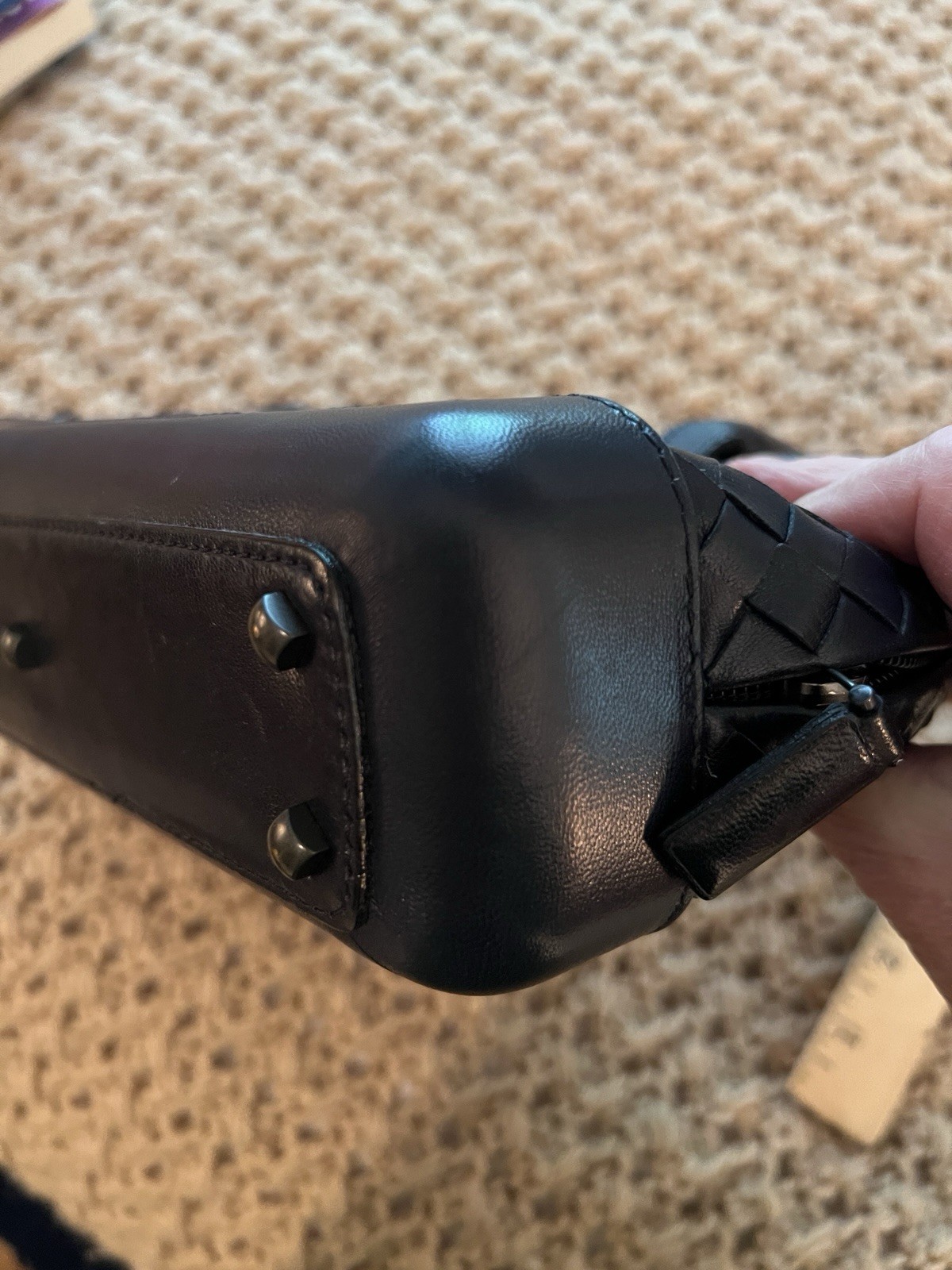 Bottega Veneta Handbag In Navy. Mint condition, as photos show. Approx 10”x6”.