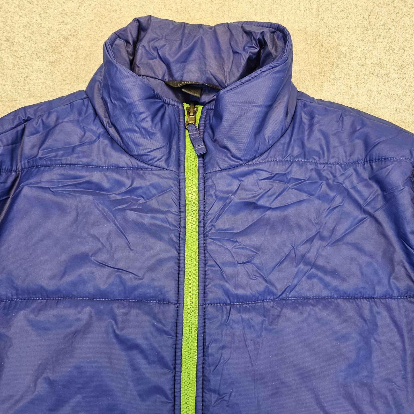 Lands’ End Primaloft Full Zip Puffer Jacket Lightweight Pockets Gorpcore Blue L