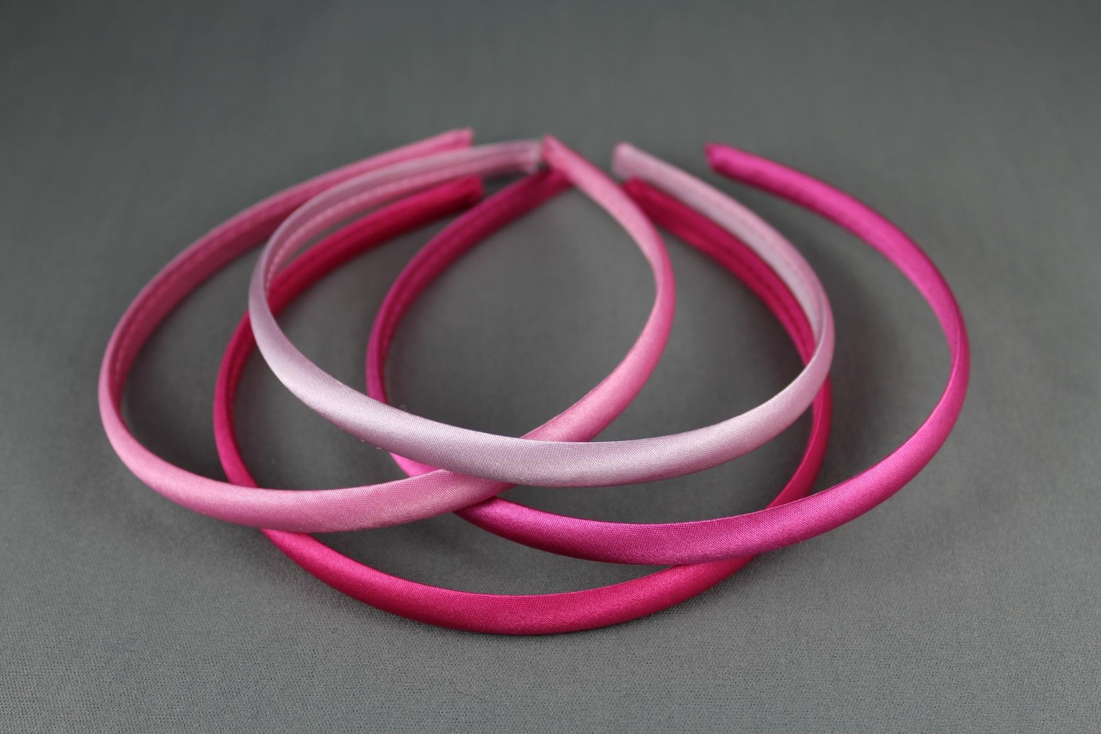 pack of 4 thin skinny satin fabric covered headband hair band accessory 3/8 wide