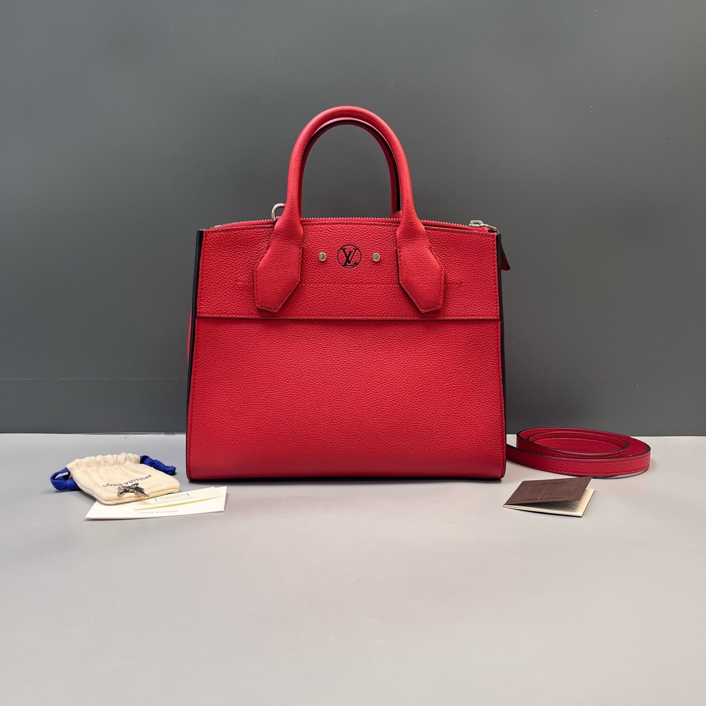 Louis Vuitton Pre-Owned Authentic Satchel Red Silver Free Tracked Shipping