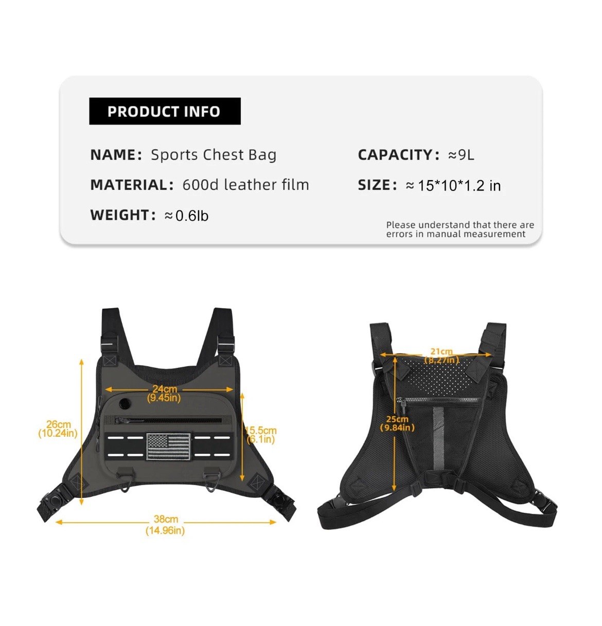 Sports Chest Bag for Men & Women, Running Vest with Phone Holder for Workouts