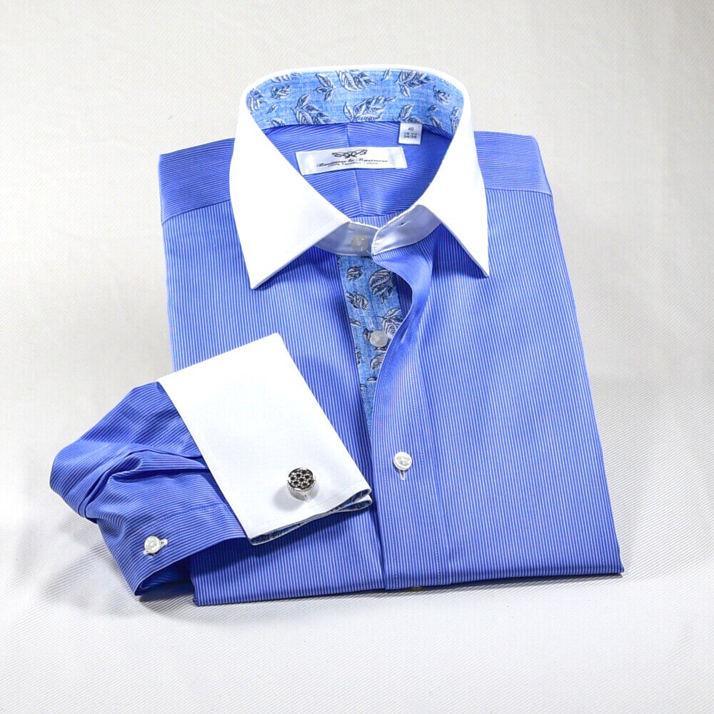 Blue Mini Stripe Formal Business With Romantic Inner Lining Professional Dress