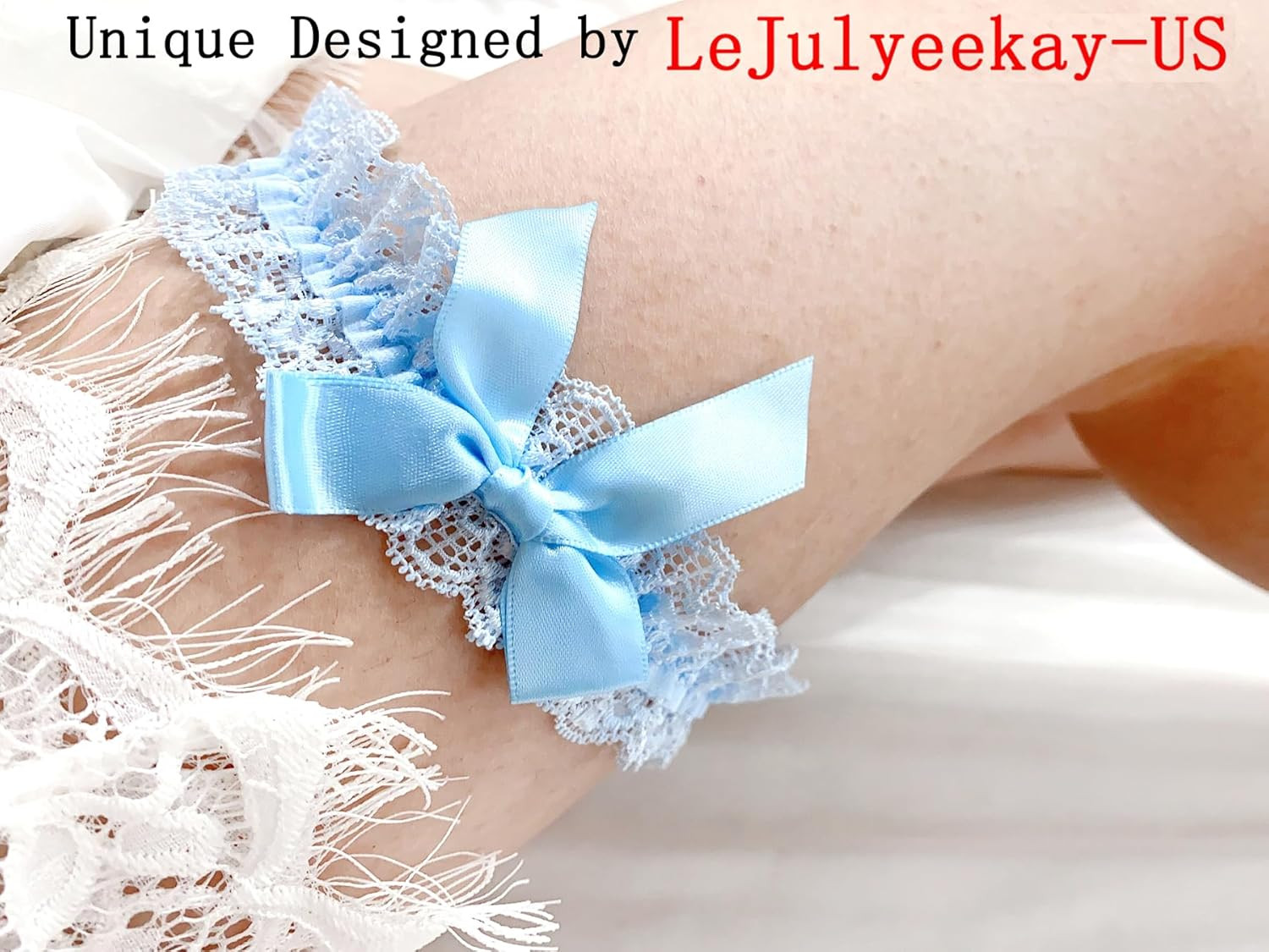 Blue Garters for Bride Wedding Garter Set for Bride Bridal Garter Leg Thigh Blue