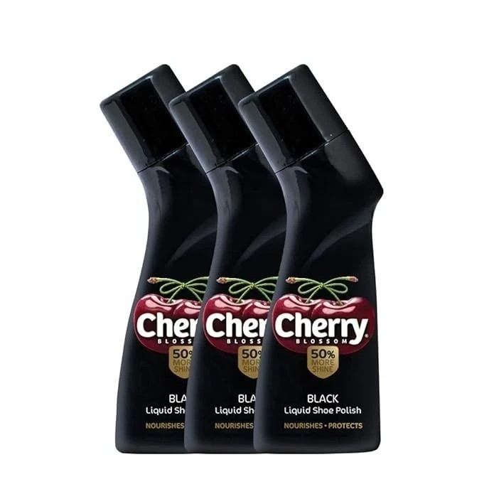 Cherry Blossom Liquid Wax Polish (Black) – 75 ml (Pack of 3)