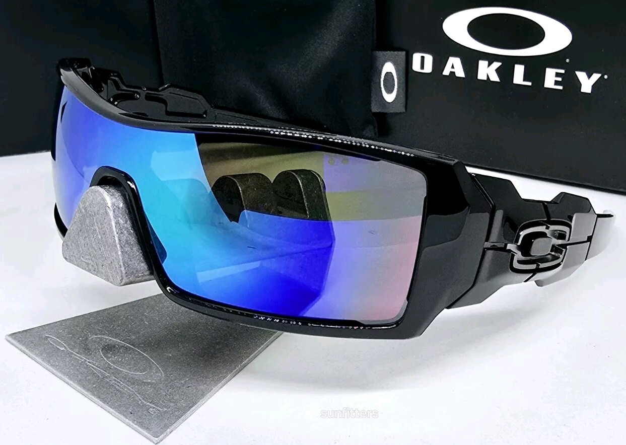 Custom OAKLEY black OIL RIG +(aftermarket) green POLARIZED sunglasses NEW IN BOX