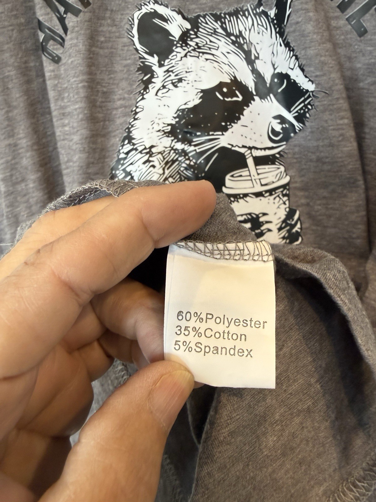 Funny Raccoon Shirt Gray Size 2XL Women’s T Shirt for Women