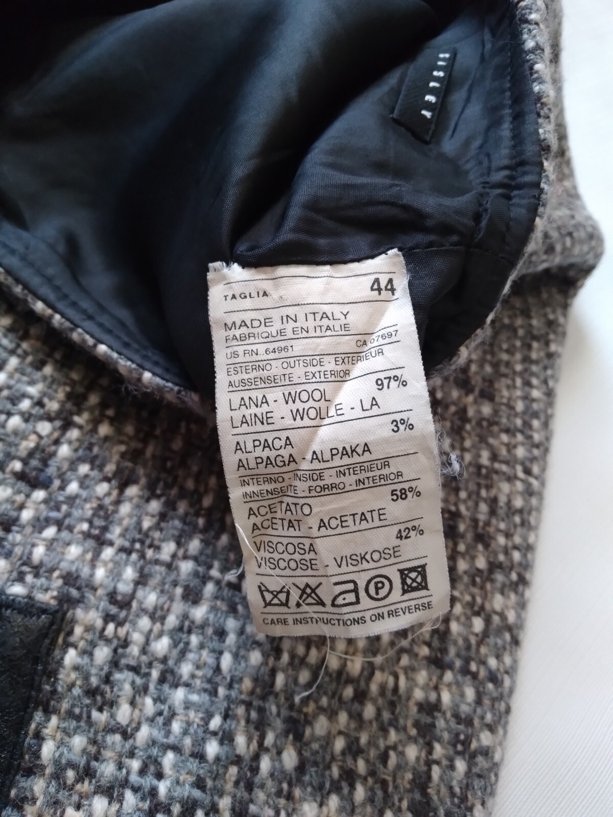 Sisley Gray Fully Lined Tweed Mini Length Wool Blend Skirt Women’s Size 44 US 10